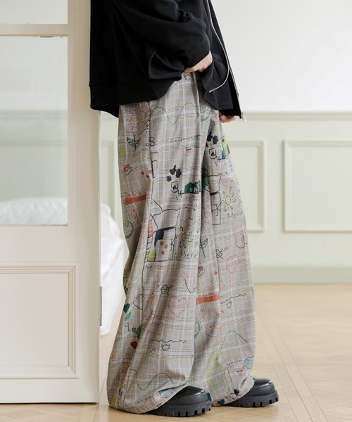 neos（ネオス）の「【FVLMEN】illustration paint check relax Pants/イラストレーション ペイント チェック リラックス パンツ（その他パンツ・メンズ・グレー/ベージュ・X-LARGE/LARGE/MEDIUM）」の15枚目の写真