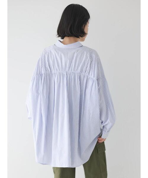 AMERICAN HOLIC（アメリカンホリック）の「接触冷感バックギャザーシャツ（シャツ/ブラウス・レディース・ストライプ/オフホワイト・L/M）」の8枚目の写真