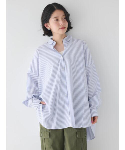 AMERICAN HOLIC（アメリカンホリック）の「接触冷感バックギャザーシャツ（シャツ/ブラウス・レディース・ストライプ/オフホワイト・L/M）」の2枚目の写真