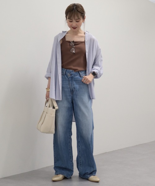 AMERICAN HOLIC（アメリカンホリック）の「接触冷感バックギャザーシャツ（シャツ/ブラウス・レディース・ストライプ/オフホワイト・L/M）」の3枚目の写真