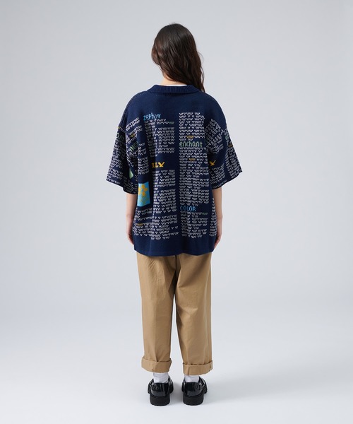 ONCILY（オンシェリー）の「NEWSPAPER PATTERN KNIT SHIRT CARDIGAN / ニュースペーパーニットシャツカーディガン（シャツ/ブラウス・メンズ・アイボリー/ネイビー・SMALL/MEDIUM/LARGE）」の19枚目の写真