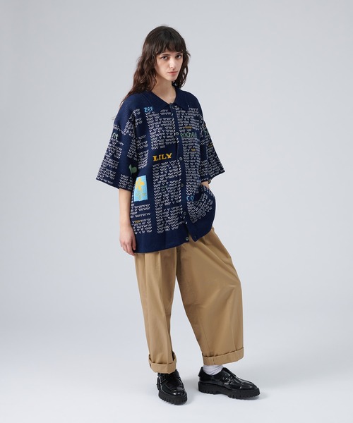 ONCILY（オンシェリー）の「NEWSPAPER PATTERN KNIT SHIRT CARDIGAN / ニュースペーパーニットシャツカーディガン（シャツ/ブラウス・メンズ・アイボリー/ネイビー・SMALL/MEDIUM/LARGE）」の21枚目の写真