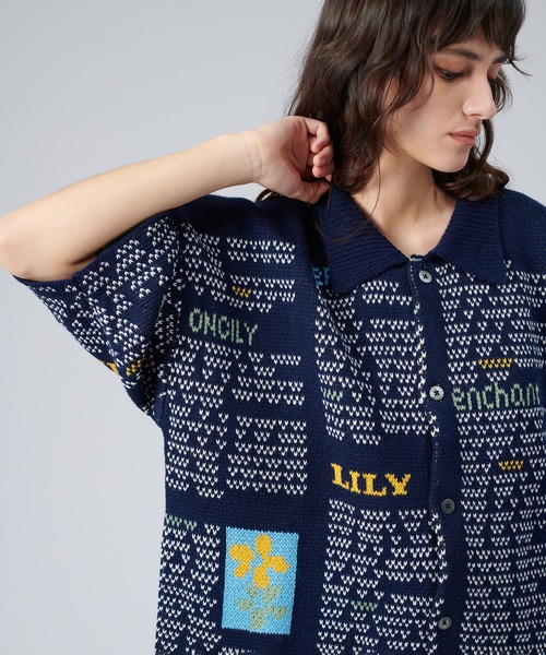 ONCILY（オンシェリー）の「NEWSPAPER PATTERN KNIT SHIRT CARDIGAN / ニュースペーパーニットシャツカーディガン（シャツ/ブラウス・メンズ・アイボリー/ネイビー・SMALL/MEDIUM/LARGE）」の17枚目の写真