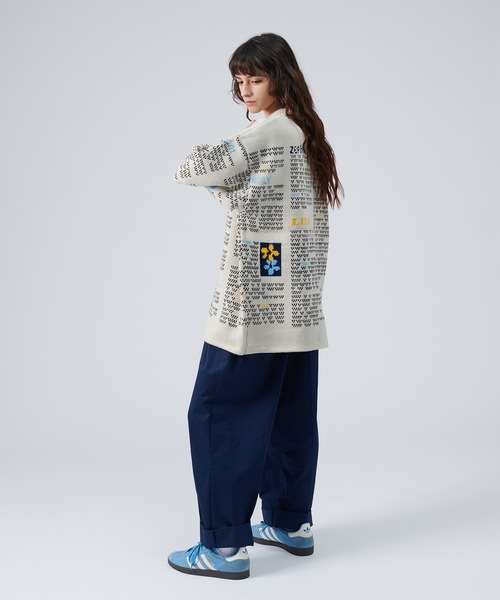ONCILY（オンシェリー）の「NEWSPAPER PATTERN KNIT SHIRT CARDIGAN / ニュースペーパーニットシャツカーディガン（シャツ/ブラウス・メンズ・アイボリー/ネイビー・SMALL/MEDIUM/LARGE）」の4枚目の写真