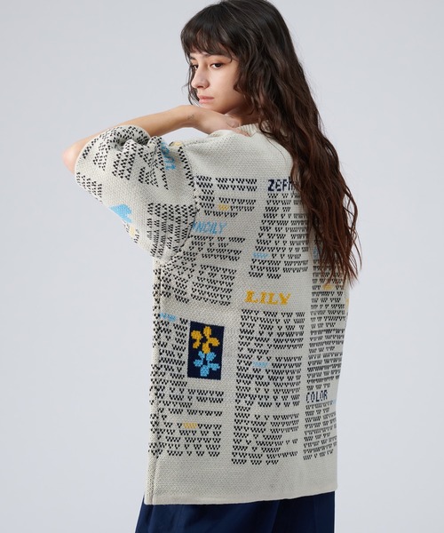 ONCILY（オンシェリー）の「NEWSPAPER PATTERN KNIT SHIRT CARDIGAN / ニュースペーパーニットシャツカーディガン（シャツ/ブラウス・メンズ・アイボリー/ネイビー・SMALL/MEDIUM/LARGE）」の9枚目の写真