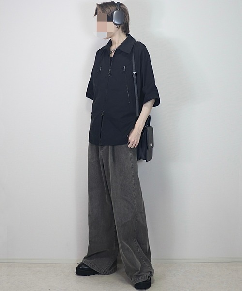 ジップデザイン ナイロンシャツジャケット（シャツ/ブラウス）｜Loose/ルース（ルース）