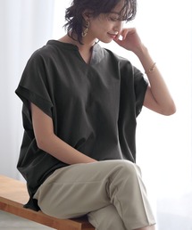 綿100%キーネックドルマンTシャツ