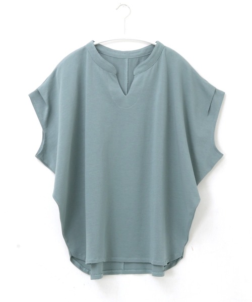 itto...(イット)の「綿100%キーネックドルマンTシャツ(Tシャツ/カットソー・レディース・アイボリー/ブラック/チャコール/グレイッシュベージュ/グリーン・M)」の12枚目の写真