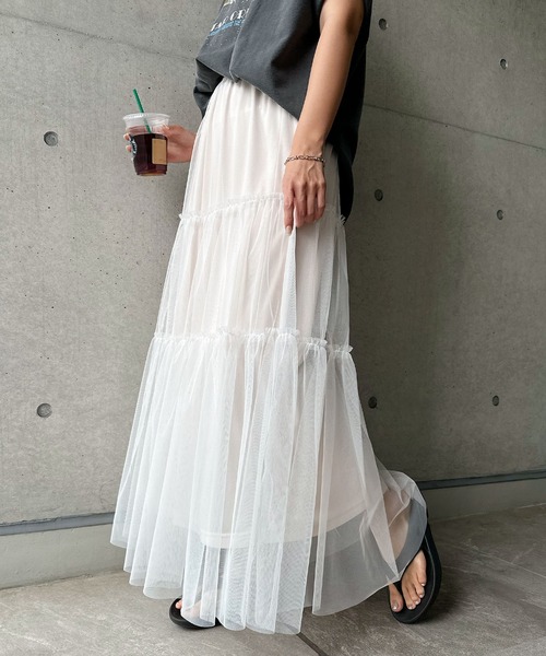 humoresque ホワイト ロングスカート humoresque ホワイト ロングスカート