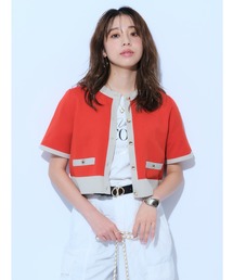 新品✨ジャスグリッティー 半袖ジャケットライクカーデ グリーン