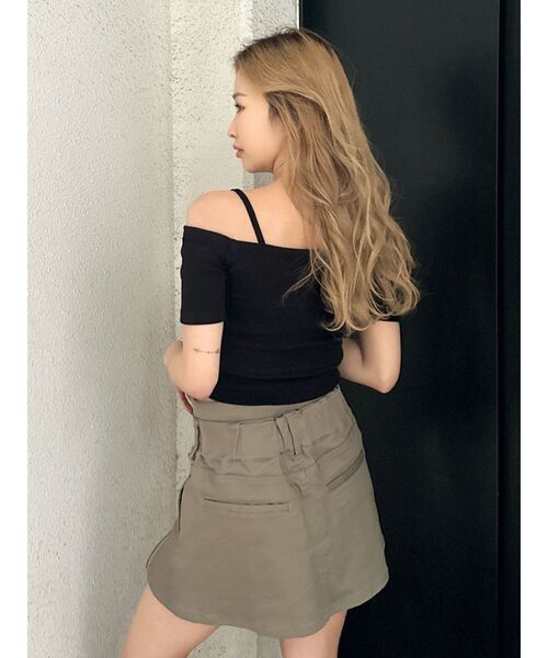 GYDA（ジェイダ）の「ハーフスリーブカシュクールオフショルショートトップス（Tシャツ/カットソー・レディース・オフホワイト/レッド/ブラック・FREE）」の8枚目の写真