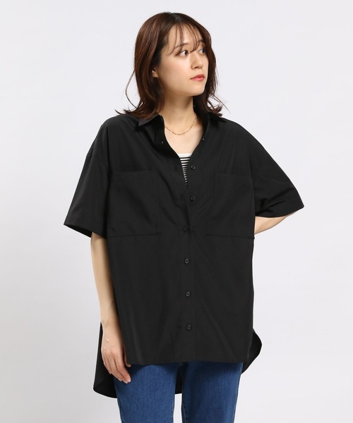 GLOBAL WORK Smile Seed Store（グローバルワーク スマイルシードストア）の「軽やかシャツ半袖/977026（シャツ/ブラウス・レディース・ブラック/ベージュ/チェック/チャコール・LARGE/MEDIUM/SMALL/X-LARGE）」の2枚目の写真