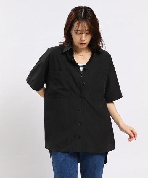 GLOBAL WORK Smile Seed Store（グローバルワーク スマイルシードストア）の「軽やかシャツ半袖/977026（シャツ/ブラウス・レディース・ブラック/ベージュ/チェック/チャコール・LARGE/MEDIUM/SMALL/X-LARGE）」の8枚目の写真