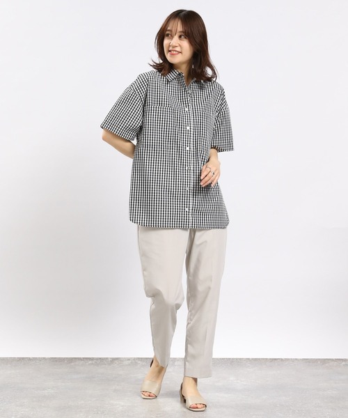 GLOBAL WORK Smile Seed Store（グローバルワーク スマイルシードストア）の「軽やかシャツ半袖/977026（シャツ/ブラウス・レディース・ブラック/ベージュ/チェック/チャコール・LARGE/MEDIUM/SMALL/X-LARGE）」の11枚目の写真
