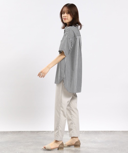 GLOBAL WORK Smile Seed Store（グローバルワーク スマイルシードストア）の「軽やかシャツ半袖/977026（シャツ/ブラウス・レディース・ブラック/ベージュ/チェック/チャコール・LARGE/MEDIUM/SMALL/X-LARGE）」の12枚目の写真