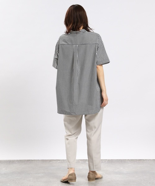 GLOBAL WORK Smile Seed Store（グローバルワーク スマイルシードストア）の「軽やかシャツ半袖/977026（シャツ/ブラウス・レディース・ブラック/ベージュ/チェック/チャコール・LARGE/MEDIUM/SMALL/X-LARGE）」の13枚目の写真