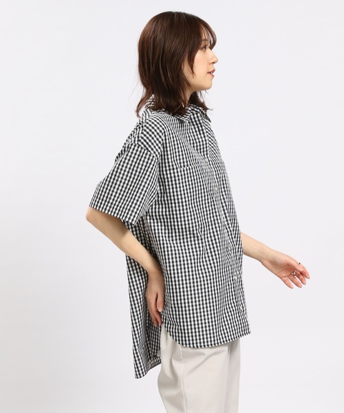 GLOBAL WORK Smile Seed Store（グローバルワーク スマイルシードストア）の「軽やかシャツ半袖/977026（シャツ/ブラウス・レディース・ブラック/ベージュ/チェック/チャコール・LARGE/MEDIUM/SMALL/X-LARGE）」の15枚目の写真