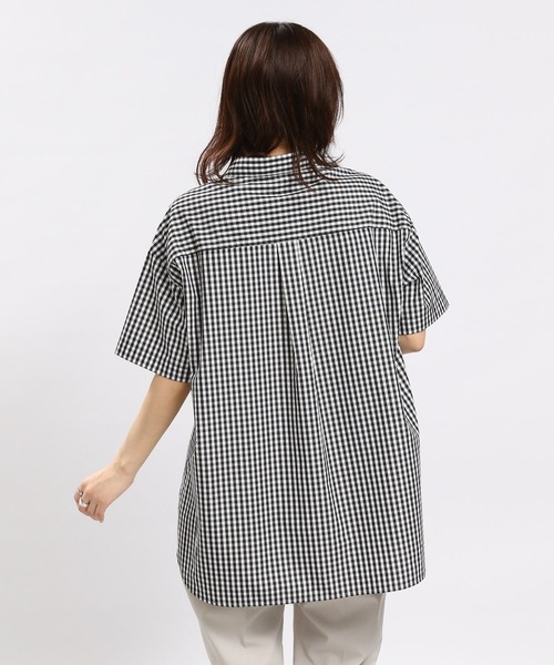 GLOBAL WORK Smile Seed Store（グローバルワーク スマイルシードストア）の「軽やかシャツ半袖/977026（シャツ/ブラウス・レディース・ブラック/ベージュ/チェック/チャコール・LARGE/MEDIUM/SMALL/X-LARGE）」の16枚目の写真