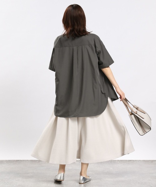 GLOBAL WORK Smile Seed Store（グローバルワーク スマイルシードストア）の「軽やかシャツ半袖/977026（シャツ/ブラウス・レディース・ブラック/ベージュ/チェック/チャコール・LARGE/MEDIUM/SMALL/X-LARGE）」の19枚目の写真