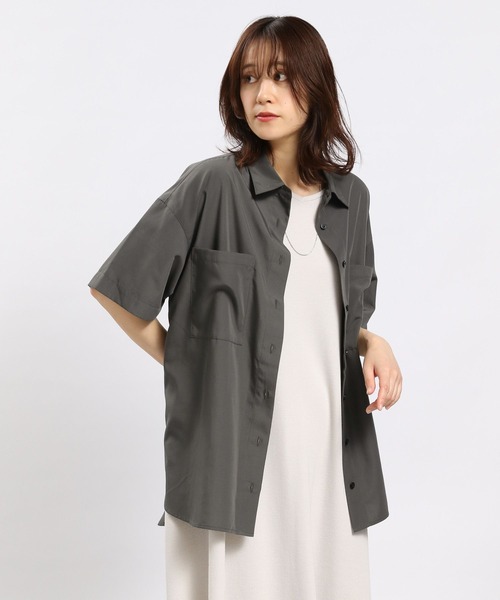 GLOBAL WORK Smile Seed Store（グローバルワーク スマイルシードストア）の「軽やかシャツ半袖/977026（シャツ/ブラウス・レディース・ブラック/ベージュ/チェック/チャコール・LARGE/MEDIUM/SMALL/X-LARGE）」の20枚目の写真