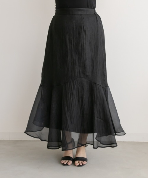 CLETTE（クレット）の「アシメ切替シアーフレアスカート（スカート・レディース・ピンク/モカ/ブラック・LL/3L/4L）」の17枚目の写真