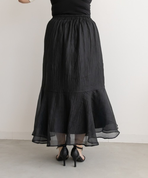 CLETTE（クレット）の「アシメ切替シアーフレアスカート（スカート・レディース・ピンク/モカ/ブラック・LL/3L/4L）」の19枚目の写真