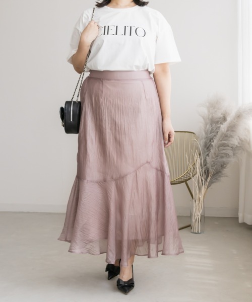 CLETTE（クレット）の「アシメ切替シアーフレアスカート（スカート・レディース・ピンク/モカ/ブラック・LL/3L/4L）」の13枚目の写真