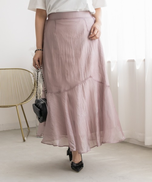 CLETTE（クレット）の「アシメ切替シアーフレアスカート（スカート・レディース・ピンク/モカ/ブラック・LL/3L/4L）」の15枚目の写真