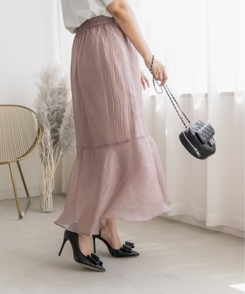 CLETTE（クレット）の「アシメ切替シアーフレアスカート（スカート・レディース・ピンク/モカ/ブラック・LL/3L/4L）」の16枚目の写真