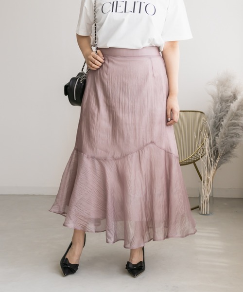 CLETTE（クレット）の「アシメ切替シアーフレアスカート（スカート・レディース・ピンク/モカ/ブラック・LL/3L/4L）」の14枚目の写真