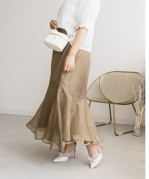 CLETTE（クレット）の「アシメ切替シアーフレアスカート（スカート・レディース・ピンク/モカ/ブラック・LL/3L/4L）」の12枚目の写真