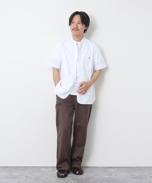 GEVACO（ゲバコ）の「【GEVACO/ゲバコ】オックスバンドカラー半袖シャツ（シャツ/ブラウス・メンズ・ホワイト/ブラック系その他/ブラック系その他3/オレンジ系その他・M/L）」の10枚目の写真