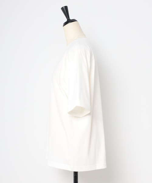 Bonjour Sagan(ボンジュールサガン)の「ロールアップスリーブレタリングロゴ刺繍Tシャツ(Tシャツ/カットソー・レディース・ブラック×ホワイト/ホワイト×ブラック/ホワイト×グリーン/ホワイト×ピンク・FREE)」の9枚目の写真