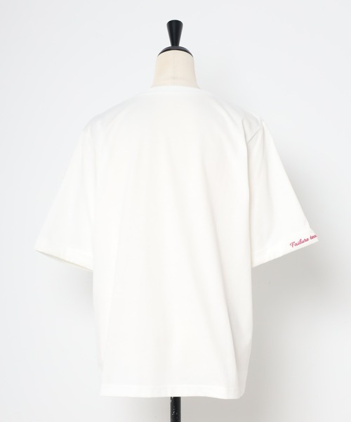 Bonjour Sagan(ボンジュールサガン)の「ロールアップスリーブレタリングロゴ刺繍Tシャツ(Tシャツ/カットソー・レディース・ブラック×ホワイト/ホワイト×ブラック/ホワイト×グリーン/ホワイト×ピンク・FREE)」の10枚目の写真