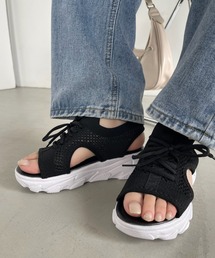 厚底 レースアップ メッシュ スニーカー サンダル