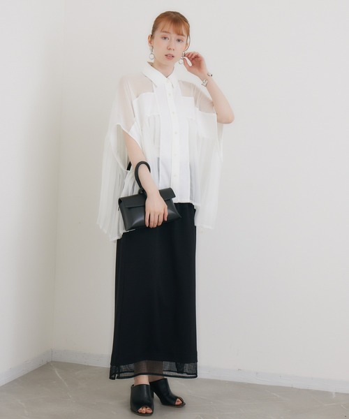 1%(イチ パーセント)の「1% オックスシアープリーツブラウス(シャツ/ブラウス・レディース・ブルー/ホワイト・FREE)」の17枚目の写真