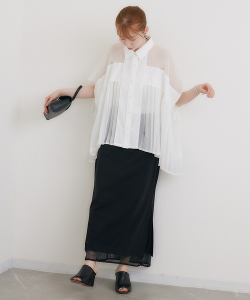 1%(イチ パーセント)の「1% オックスシアープリーツブラウス(シャツ/ブラウス・レディース・ブルー/ホワイト・FREE)」の16枚目の写真