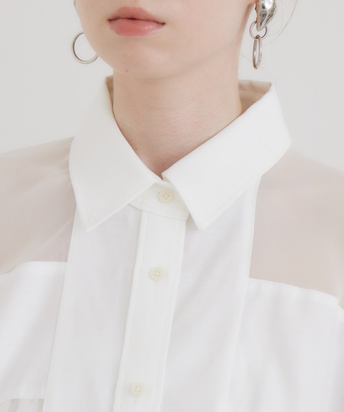 1%(イチ パーセント)の「1% オックスシアープリーツブラウス(シャツ/ブラウス・レディース・ブルー/ホワイト・FREE)」の7枚目の写真