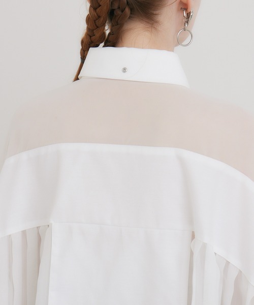 1%(イチ パーセント)の「1% オックスシアープリーツブラウス(シャツ/ブラウス・レディース・ブルー/ホワイト・FREE)」の4枚目の写真