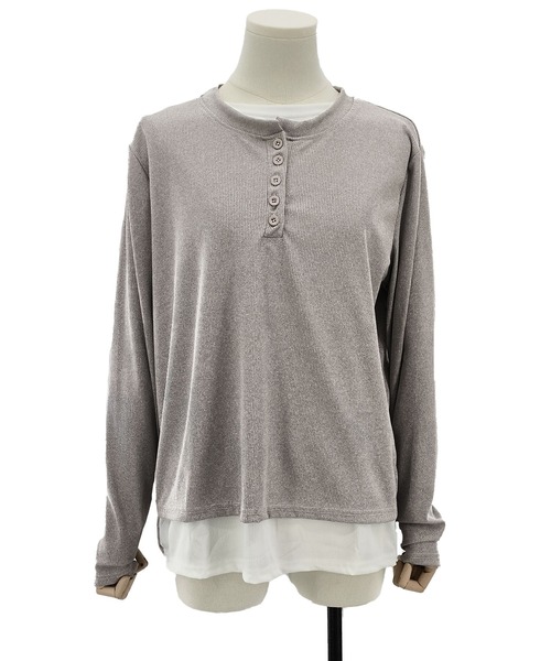 Dewlily(デューリリー)の「レイヤード風ドッキングシャツ(シャツ/ブラウス・レディース・ブラック/グレー・XL/L/M)」の15枚目の写真