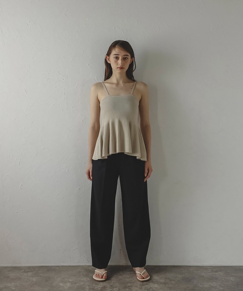 MINERTE(ミネルテ)の「【MINERTE】peplum knit camisole / ペプラムラメニットキャミソール(キャミソール・レディース・ライトベージュ/チャコールグレー・FREE)」の6枚目の写真