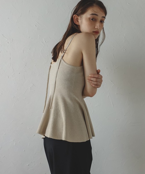 MINERTE(ミネルテ)の「【MINERTE】peplum knit camisole / ペプラムラメニットキャミソール(キャミソール・レディース・ライトベージュ/チャコールグレー・FREE)」の7枚目の写真
