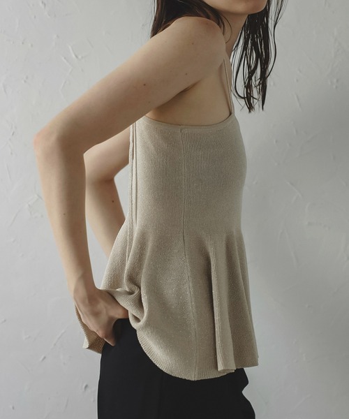 MINERTE(ミネルテ)の「【MINERTE】peplum knit camisole / ペプラムラメニットキャミソール(キャミソール・レディース・ライトベージュ/チャコールグレー・FREE)」の9枚目の写真