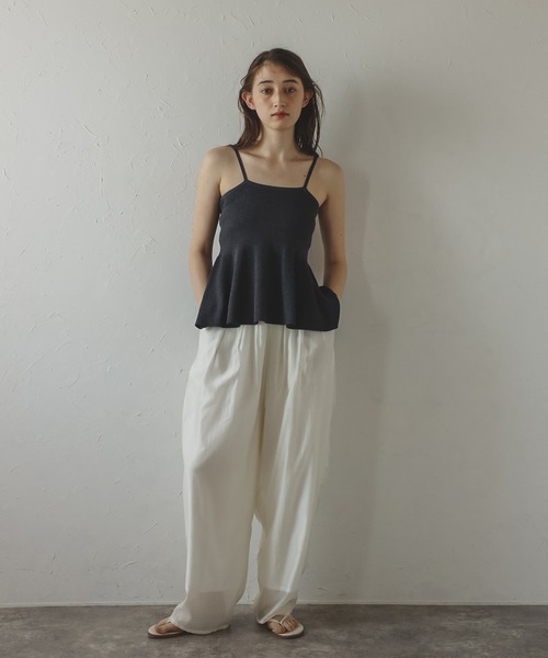 MINERTE(ミネルテ)の「【MINERTE】peplum knit camisole / ペプラムラメニットキャミソール(キャミソール・レディース・ライトベージュ/チャコールグレー・FREE)」の11枚目の写真