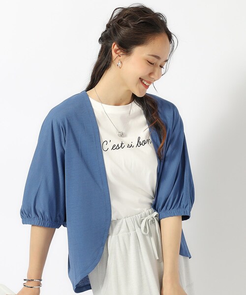 SHOO・LA・RUE（シューラルー）の「◆【UV】女性らしさをプラスする ボレロカーディガン（カーディガン/ボレロ・レディース・イエロー/ベビーピンク/ブラック/ブルー/ライトグレー/オリーブ・00）」の4枚目の写真