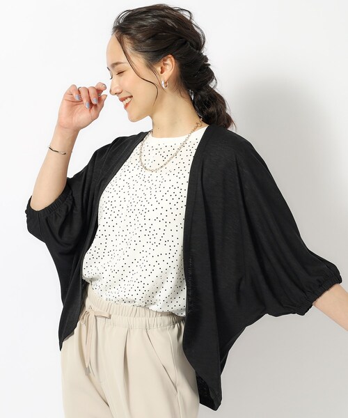 SHOO・LA・RUE（シューラルー）の「◆【UV】女性らしさをプラスする ボレロカーディガン（カーディガン/ボレロ・レディース・イエロー/ベビーピンク/ブラック/ブルー/ライトグレー/オリーブ・00）」の2枚目の写真