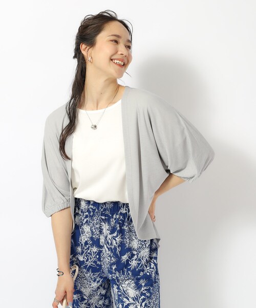 SHOO・LA・RUE（シューラルー）の「◆【UV】女性らしさをプラスする ボレロカーディガン（カーディガン/ボレロ・レディース・イエロー/ベビーピンク/ブラック/ブルー/ライトグレー/オリーブ・00）」の7枚目の写真