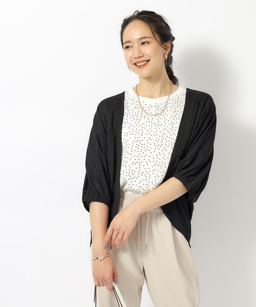 SHOO・LA・RUE（シューラルー）の「◆【UV】女性らしさをプラスする ボレロカーディガン（カーディガン/ボレロ・レディース・イエロー/ベビーピンク/ブラック/ブルー/ライトグレー/オリーブ・00）」の12枚目の写真