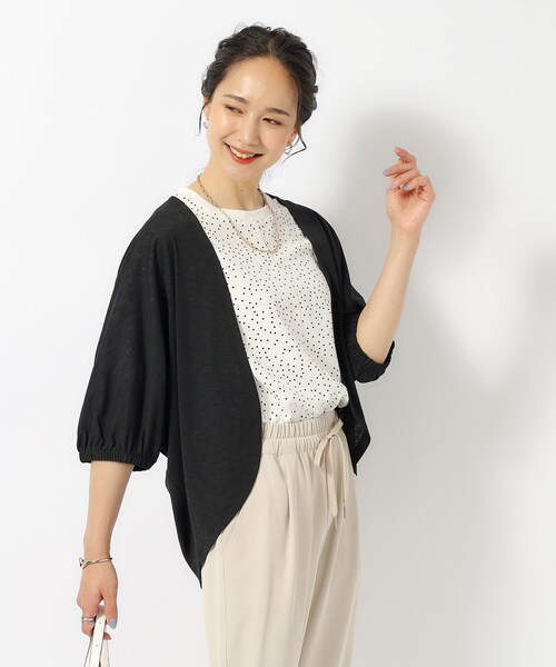 SHOO・LA・RUE（シューラルー）の「◆【UV】女性らしさをプラスする ボレロカーディガン（カーディガン/ボレロ・レディース・イエロー/ベビーピンク/ブラック/ブルー/ライトグレー/オリーブ・00）」の13枚目の写真