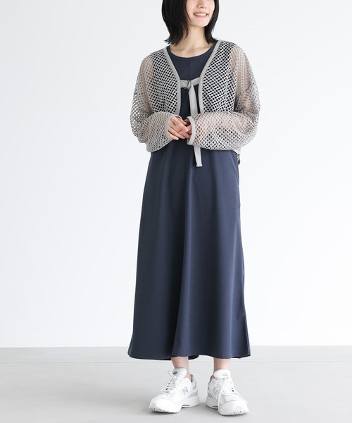 n'OrLABEL(ノアールレーベル)の「メッシュカーデ&カットソーワンピ2点セット(ワンピース・レディース・ブラック/ネイビー・2/1)」の1枚目の写真